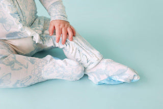 Bamboo Ruffle Footie with Zipper - Charlotte Anne (Floral and Horse) Baby & Toddler Sleepwear