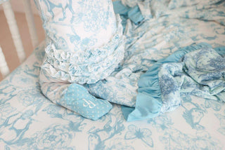 Bamboo Ruffle Footie with Zipper - Charlotte Anne (Floral and Horse) Baby & Toddler Sleepwear