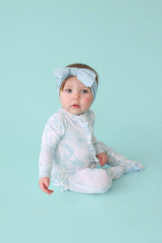 Bamboo Ruffle Footie with Zipper - Charlotte Anne (Floral and Horse) Baby & Toddler Sleepwear
