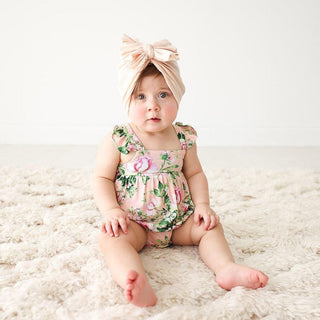 Bamboo Ruffled Capsleeve Bubble Romper - Renia (Floral) Baby One-Pieces