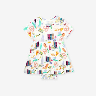 Bamboo Short Sleeve Ruffled Twirl Bodysuit Dress - Posh NYCPosh PeanutSize: 0-3 Months