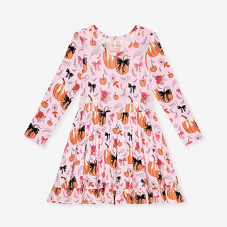 Bamboo Long Sleeve Ruffled Twirl Dress - Regan (Pumpkin)Posh PeanutSize: 2T