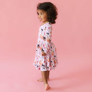 Bamboo Long Sleeve Ruffled Twirl Dress - Regan (Pumpkin)Posh PeanutSize: 2T