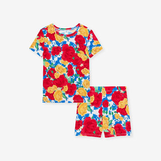 Bamboo Short Sleeve Pajama Set with Shorts - Valentina (Floral)Posh PeanutSize: 2T