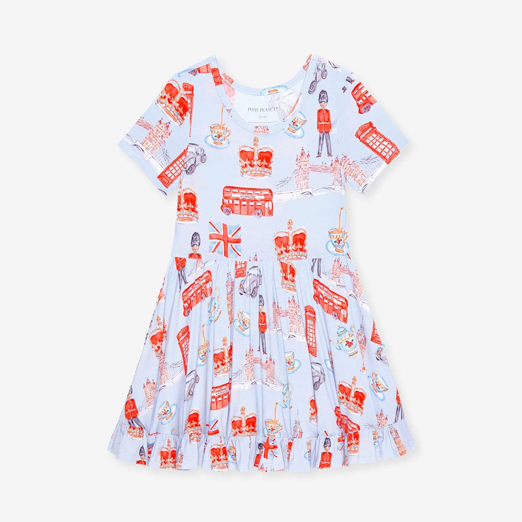 posh peanut dress Wayfinder Blue Flowy Disney Moana & Pua Square Neck Tiered Dress