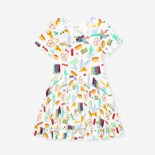 Bamboo Short Sleeve Ruffled Twirl Dress - Posh NYCPosh PeanutSize: 2T