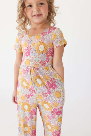 Posh Peanut Bamboo Short Sleeve Wide Leg Jumpsuit - Rosalinda (Floral) | Baby Riddle
