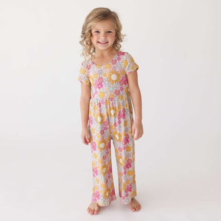 Posh Peanut Bamboo Short Sleeve Wide Leg Jumpsuit - Rosalinda (Floral) | Baby Riddle