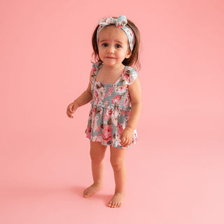 Bamboo Smocked Babydoll Top & Bummies Outfit Set - Briana (Floral)