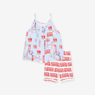 Bamboo Spaghetti Strap Top & Ruffled Shorts Outfit Set - Posh London Baby & Toddler Outfits Posh Peanut Size: 2T