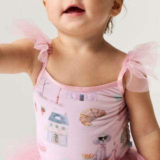 Bamboo Tulle Smocked Bodysuit Dress - Posh ParisPosh PeanutSize: 3-6 Months