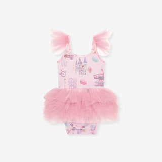 Bamboo Tulle Smocked Bodysuit Dress - Posh ParisPosh PeanutSize: 3-6 Months