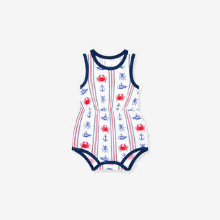 Bamboo Varsity Bubble Romper - Connor (Nautical)