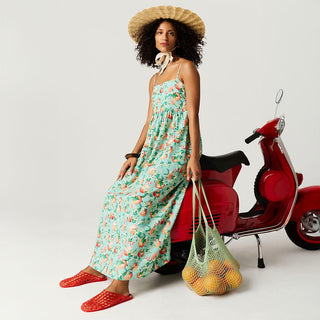 Bamboo Challis Maxi Dress - Arancia (Citrus) Dresses Posh Peanut Size: S
