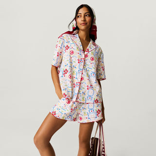 Women's Bamboo Challis Short Set - Mangia (Pasta)Posh PeanutSize: S