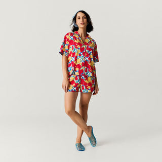 Women's Bamboo Challis Short Set - Valentina (Floral) Posh Peanut Size: S