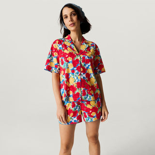 Women's Bamboo Challis Short Set - Valentina (Floral) Posh Peanut Size: S