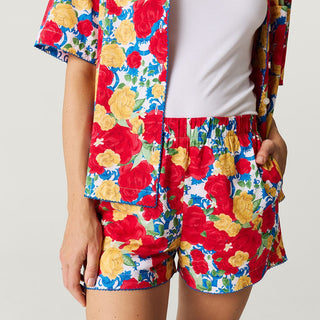 Women's Bamboo Challis Short Set - Valentina (Floral) Posh Peanut Size: S