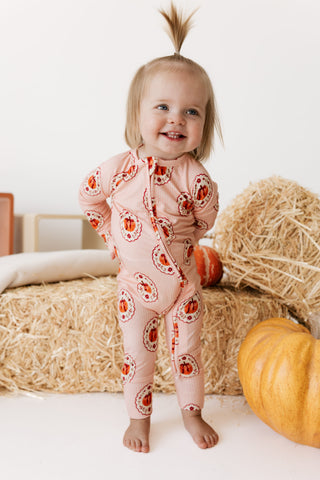 Bamboo Convertible Footie Romper - Pumpkin Blossom