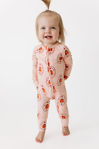 Bamboo Convertible Footie Romper - Pumpkin Blossom