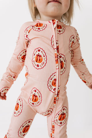Bamboo Convertible Footie Romper - Pumpkin Blossom