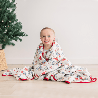 Bamboo Quilted Throw Blanket - Fireside Plaid & Natural Silly Penguins KicKee Pants Size: One Size