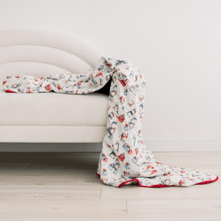 Bamboo Quilted Throw Blanket - Fireside Plaid & Natural Silly Penguins KicKee Pants Size: One Size