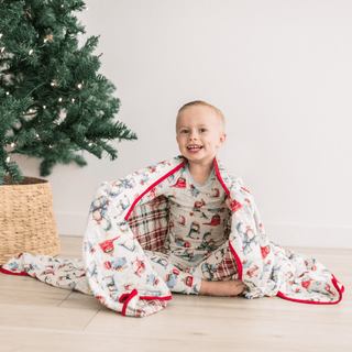 Bamboo Quilted Throw Blanket - Fireside Plaid & Natural Silly Penguins KicKee Pants Size: One Size