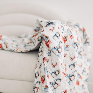 Bamboo Quilted Throw Blanket - Fireside Plaid & Natural Silly Penguins KicKee Pants Size: One Size