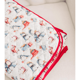 Bamboo Quilted Throw Blanket - Fireside Plaid & Natural Silly Penguins KicKee Pants Size: One Size