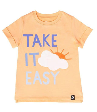 Short Rolled Sleeve Kids Tee Shirt, Take It Easy - Peach Baby & Toddler Tops