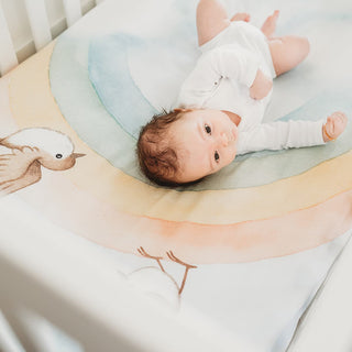 Rainbow and Birds Standard Size Crib Sheet Crib sheets Rookie Humans Size: US Standard crib size