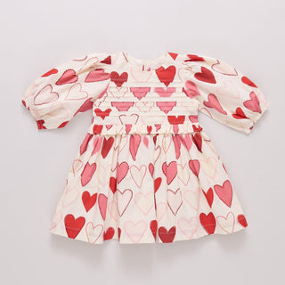 Cotton Renee Dress - Gradient Hearts Pink Chicken Size: 2T