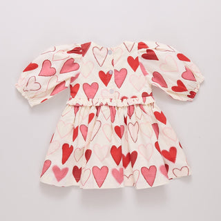 Cotton Renee Dress - Gradient Hearts Pink Chicken Size: 2T