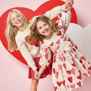 Cotton Renee Dress - Gradient Hearts Pink Chicken Size: 2T