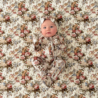 Bamboo Ruffle Footie with 2-Way Zipper - Dauphine (Floral)