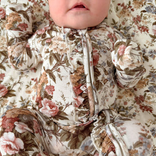 Bamboo Ruffle Footie with 2-Way Zipper - Dauphine (Floral)