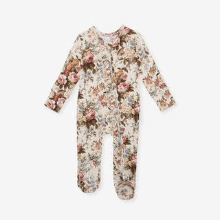 Bamboo Ruffle Footie with 2-Way Zipper - Dauphine (Floral)
