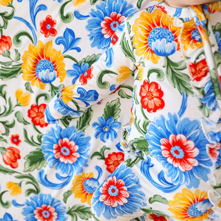 Bamboo Ruffle Footie with 2-Way Zipper - Fiore Italiani (Floral)