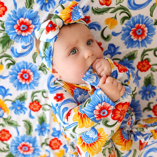 Bamboo Ruffle Footie with 2-Way Zipper - Fiore Italiani (Floral)