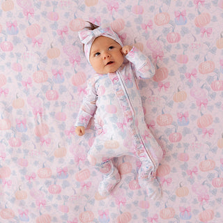 Bamboo Ruffle Footie with 2-Way Zipper - Posh Pumpkins