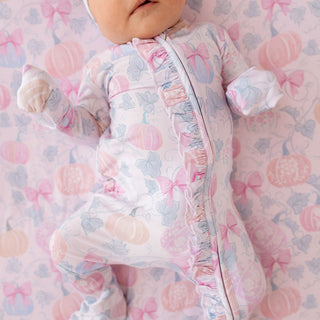 Bamboo Ruffle Footie with 2-Way Zipper - Posh Pumpkins
