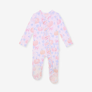 Bamboo Ruffle Footie with 2-Way Zipper - Posh Pumpkins
