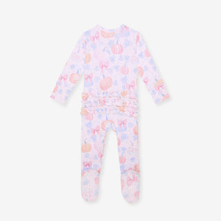 Bamboo Ruffle Footie with 2-Way Zipper - Posh Pumpkins