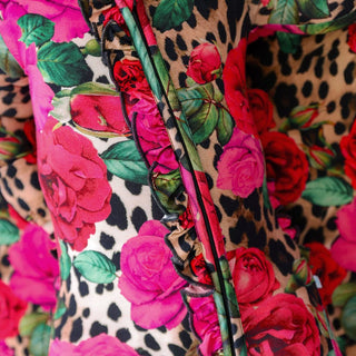 Bamboo Ruffle Footie with 2-Way Zipper - Wild Roses Posh Peanut
