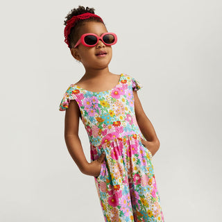 Bamboo Scoop Back Jumpsuit - Margie (Floral) Posh Peanut Size: 2T