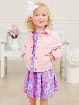 RuffleButts + RuggedButts Cotton Short Sleeve Knit Twirl Dress - Rosy Ribbon | Baby Riddle
