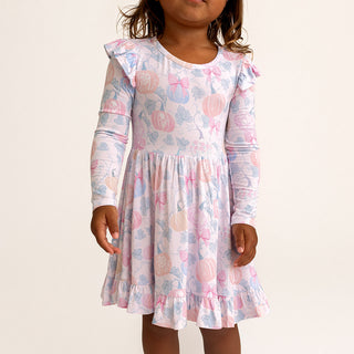 Bamboo Ruffled Long Sleeve Twirl Dress - Posh Pumpkins