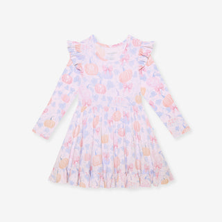Bamboo Ruffled Long Sleeve Twirl Dress - Posh Pumpkins