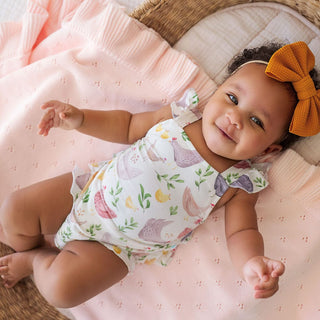 Bamboo Ruffled Strap Bubble Romper - Jo (Chickens)